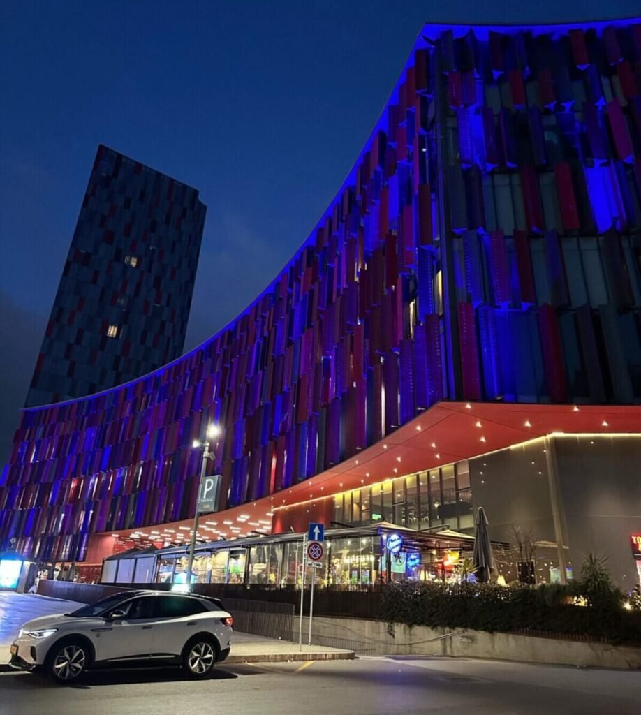 Arena Center Air Albania Stadium and the Marriott Hotel